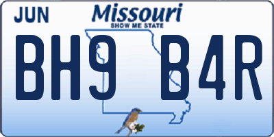 MO license plate BH9B4R