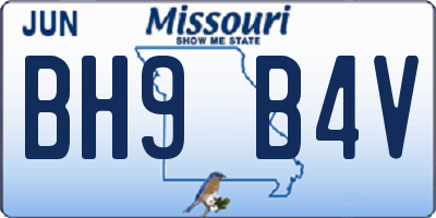 MO license plate BH9B4V