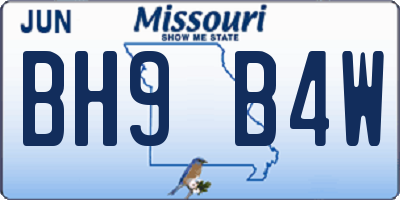 MO license plate BH9B4W