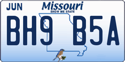 MO license plate BH9B5A