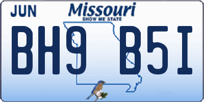 MO license plate BH9B5I