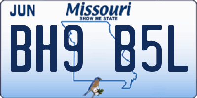 MO license plate BH9B5L