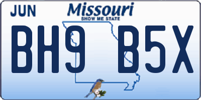 MO license plate BH9B5X