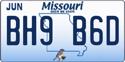 MO license plate BH9B6D