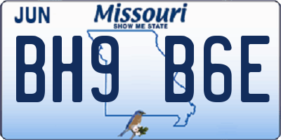 MO license plate BH9B6E