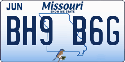 MO license plate BH9B6G
