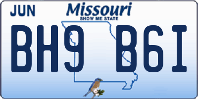 MO license plate BH9B6I