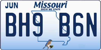 MO license plate BH9B6N