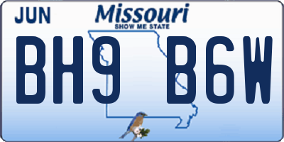 MO license plate BH9B6W