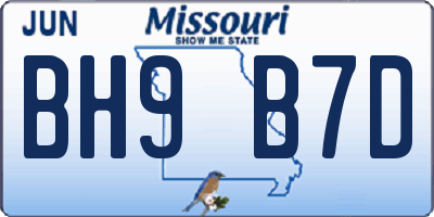 MO license plate BH9B7D