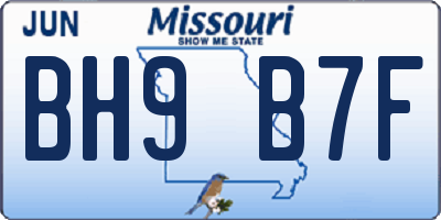 MO license plate BH9B7F