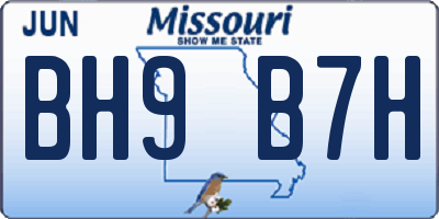 MO license plate BH9B7H
