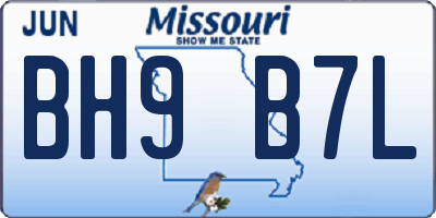 MO license plate BH9B7L
