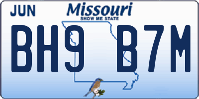 MO license plate BH9B7M