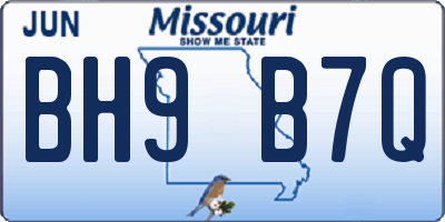 MO license plate BH9B7Q
