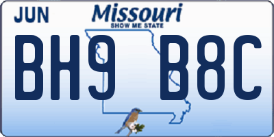 MO license plate BH9B8C