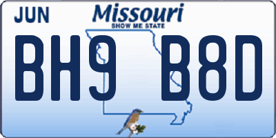 MO license plate BH9B8D