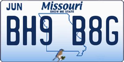 MO license plate BH9B8G