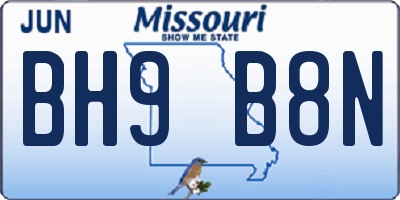MO license plate BH9B8N