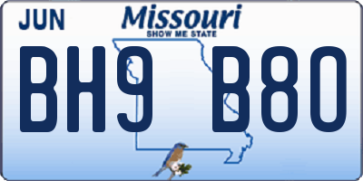 MO license plate BH9B8O