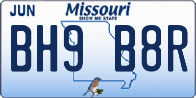 MO license plate BH9B8R