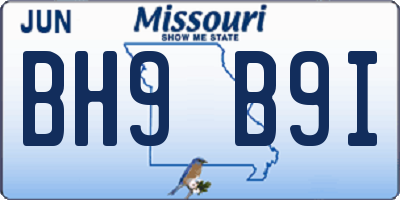 MO license plate BH9B9I