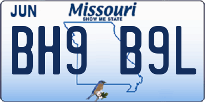 MO license plate BH9B9L