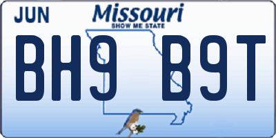 MO license plate BH9B9T