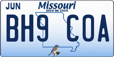 MO license plate BH9C0A