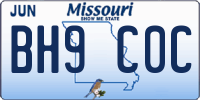 MO license plate BH9C0C
