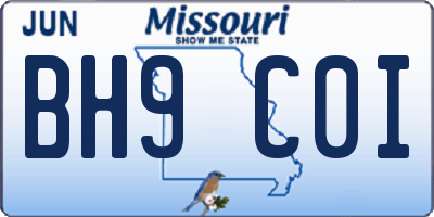 MO license plate BH9C0I