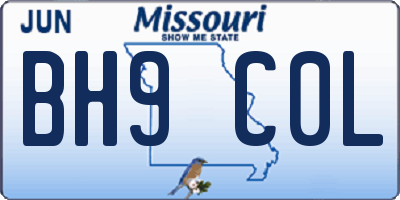 MO license plate BH9C0L