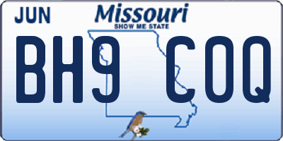 MO license plate BH9C0Q