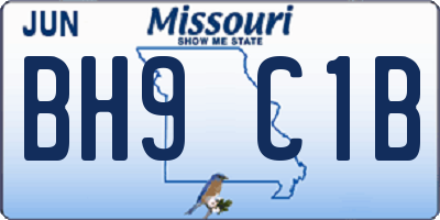 MO license plate BH9C1B