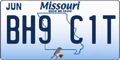 MO license plate BH9C1T