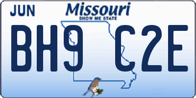 MO license plate BH9C2E