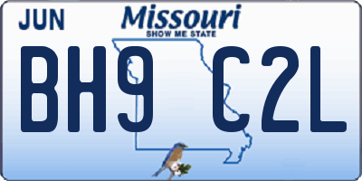 MO license plate BH9C2L
