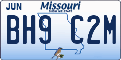 MO license plate BH9C2M