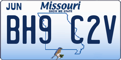 MO license plate BH9C2V