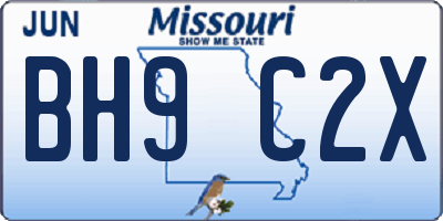 MO license plate BH9C2X