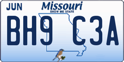 MO license plate BH9C3A