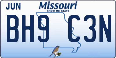 MO license plate BH9C3N