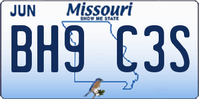 MO license plate BH9C3S