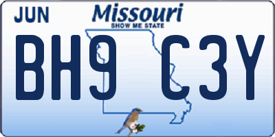MO license plate BH9C3Y