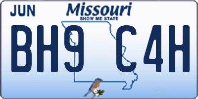 MO license plate BH9C4H