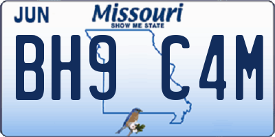 MO license plate BH9C4M