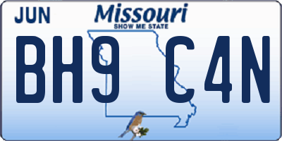 MO license plate BH9C4N