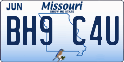 MO license plate BH9C4U