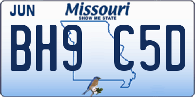 MO license plate BH9C5D