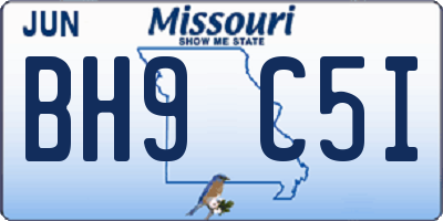 MO license plate BH9C5I